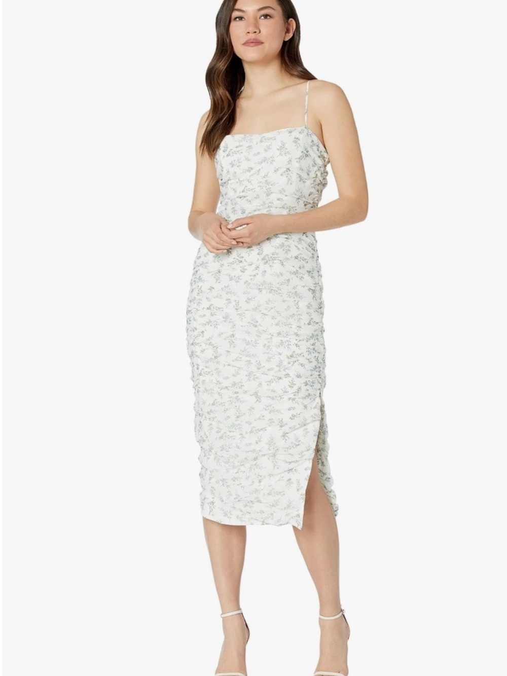 BARDOT white/ivory ruched midi